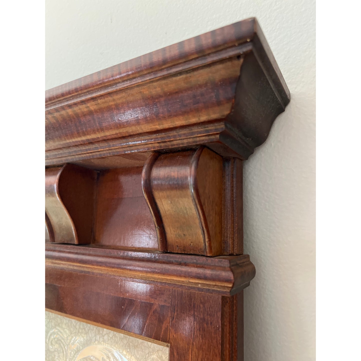 Vintage Pulaski Furniture Wood Framed Wall Mirror with Coat Hanger and Shelf