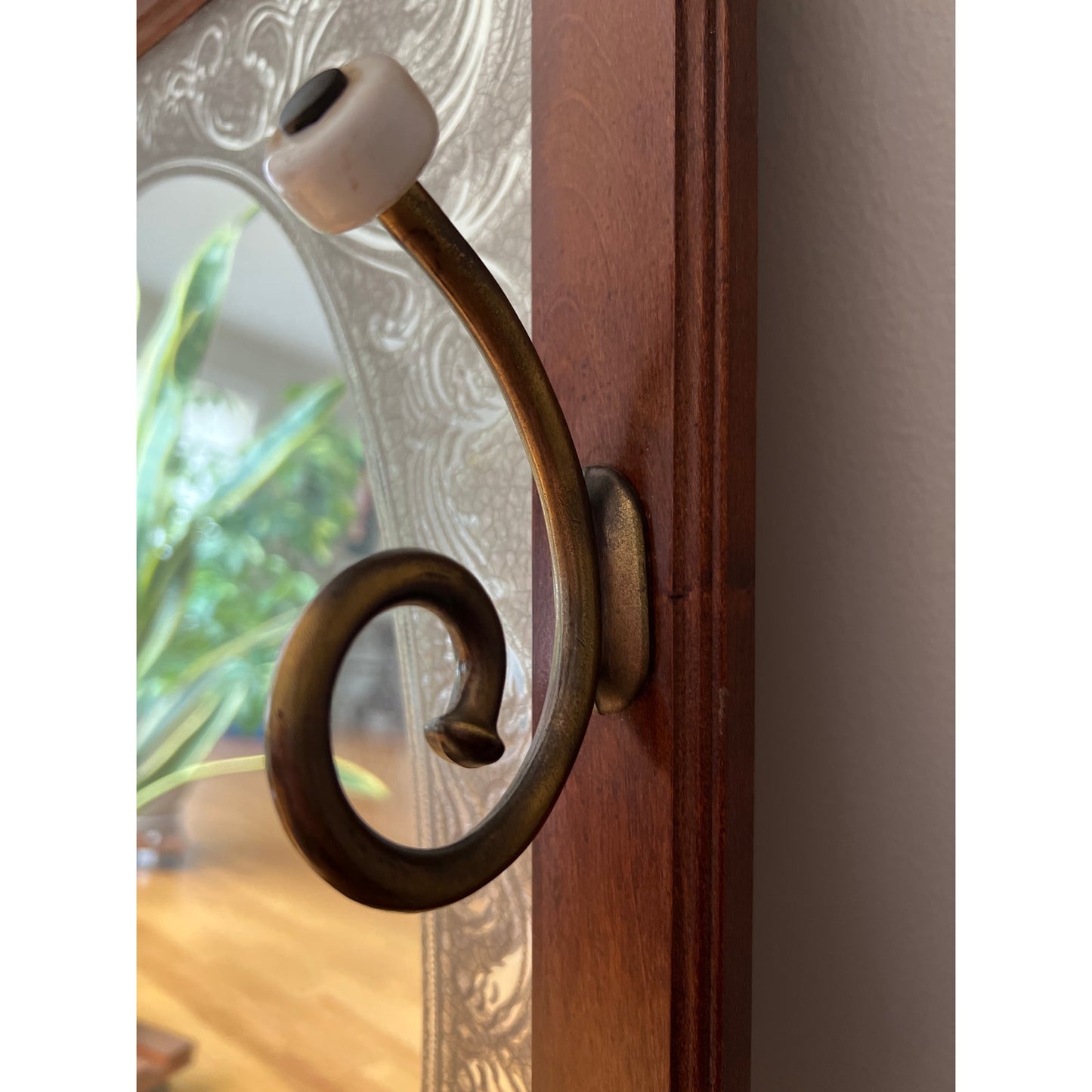 Vintage Pulaski Furniture Wood Framed Wall Mirror with Coat Hanger and Shelf