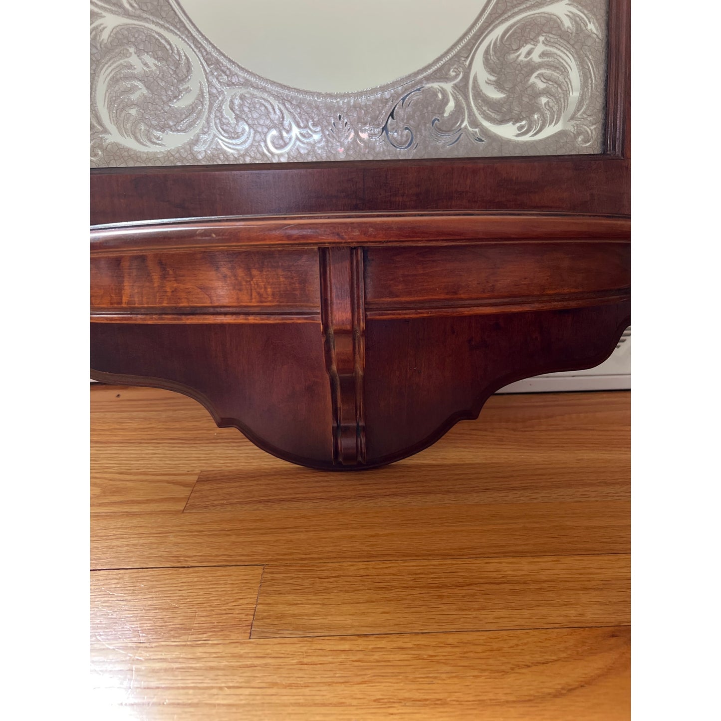 Vintage Pulaski Furniture Wood Framed Wall Mirror with Coat Hanger and Shelf