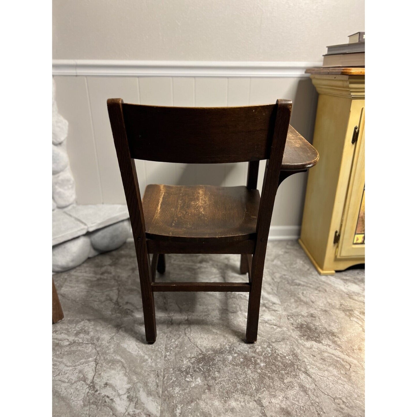 Vintage HighBack Wooden American Student Desk Dark Wood