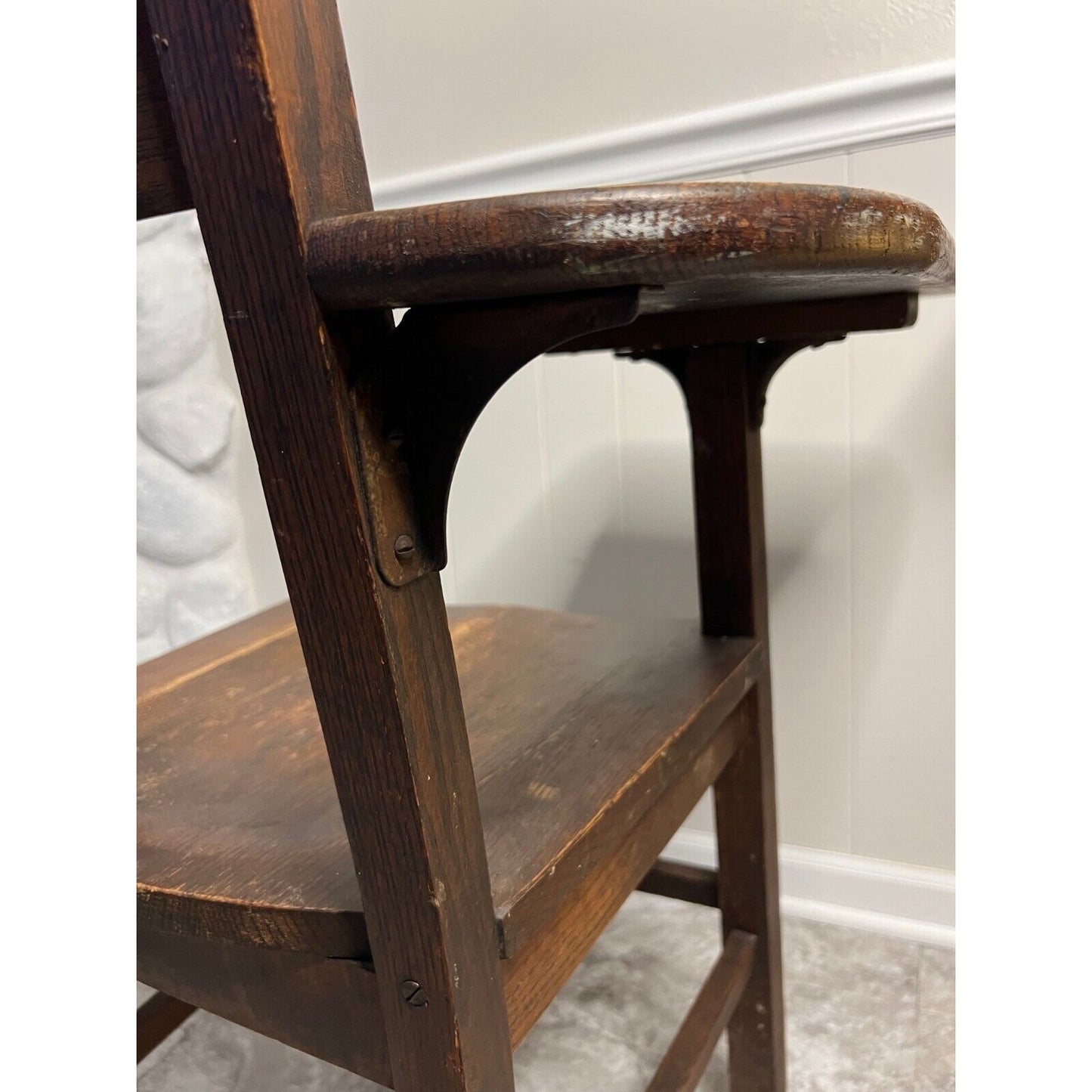 Vintage HighBack Wooden American Student Desk Dark Wood