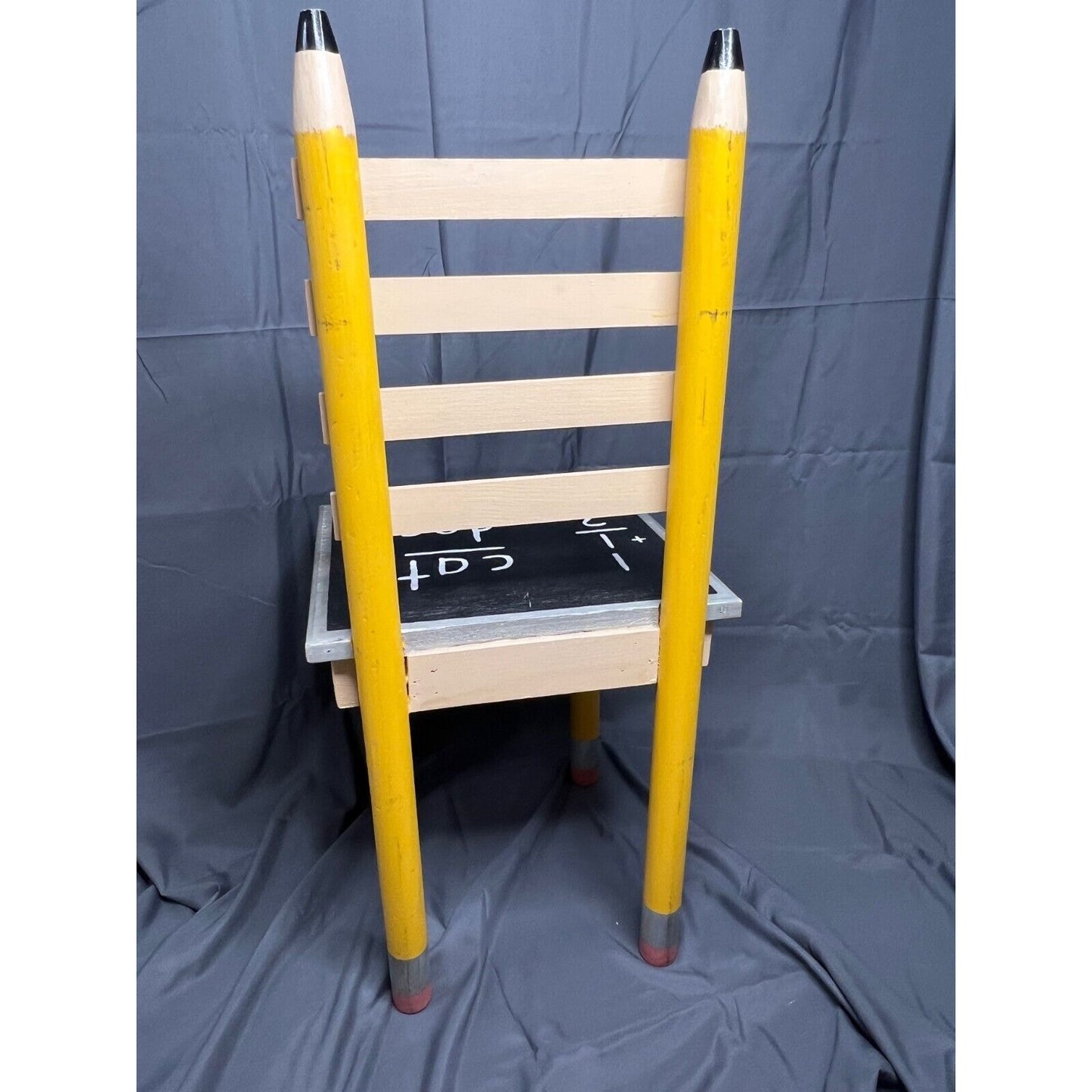 Handmade Childrens Chair, Pencil Legs, Ruler Back, Chalkboard Seat, Wood